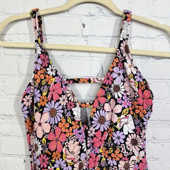 Time and Tru One Piece Bikini Swimsuit Women Medium 8/10 Floral Prairie Cottage - Picture 2 of 8
